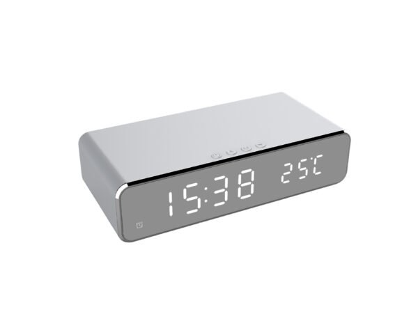 Wireless LED Mirror Alarm Clock Charger - Image 2