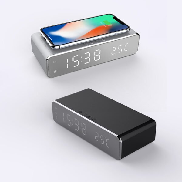 Wireless LED Mirror Alarm Clock Charger - Image 6